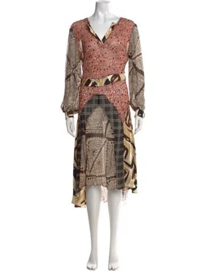 Pre-owned Duro Olowu Printed Midi Length Dress In Pink
