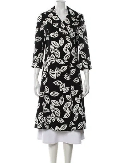 Pre-owned Duro Olowu Silk Floral Print Coat In Black