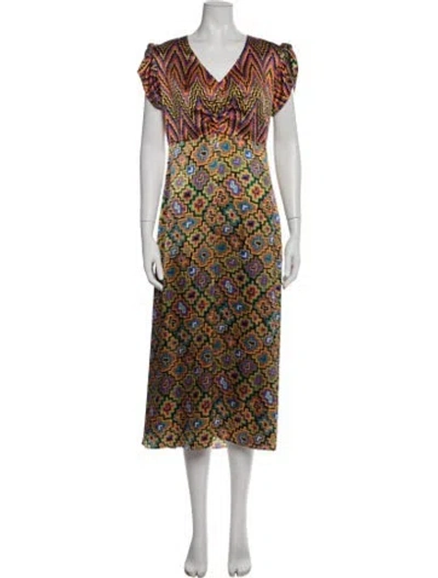Pre-owned Duro Olowu Silk Midi Length Dress In Multicolor