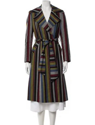 Pre-owned Duro Olowu Striped Trench Coat In Grey