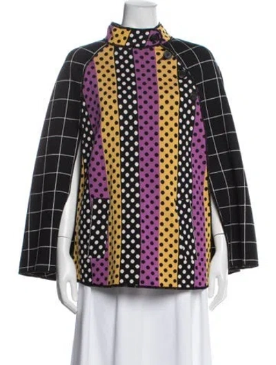 Pre-owned Duro Olowu Virgin Wool Patterned Cape In Black