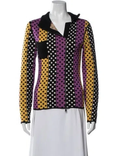 Pre-owned Duro Olowu Virgin Wool Polka Dot Print Jacket In Purple