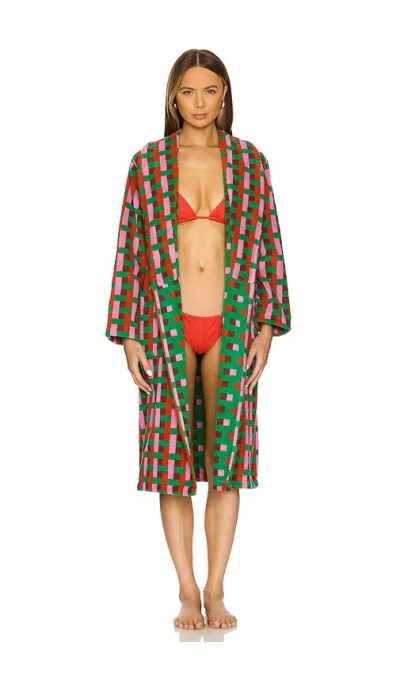 Dusen Dusen Bathrobe In Red Weave