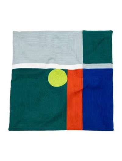 Pre-owned Dusen Dusen Colorblock Wool Dot Pillow In Green