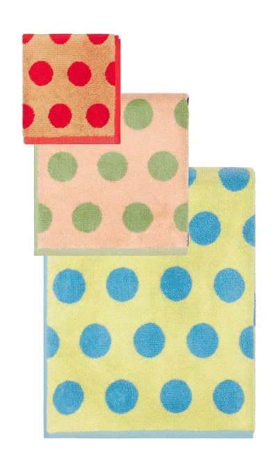 Dusen Dusen Dot Towels Set Of 3 In Multi