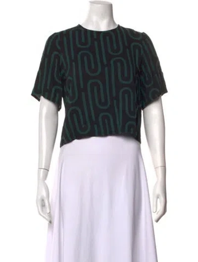 Pre-owned Dusen Dusen Graphic Print Crew Neck Crop Top In Black