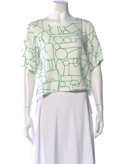 Pre-owned Dusen Dusen Graphic Print Crew Neck Crop Top In White
