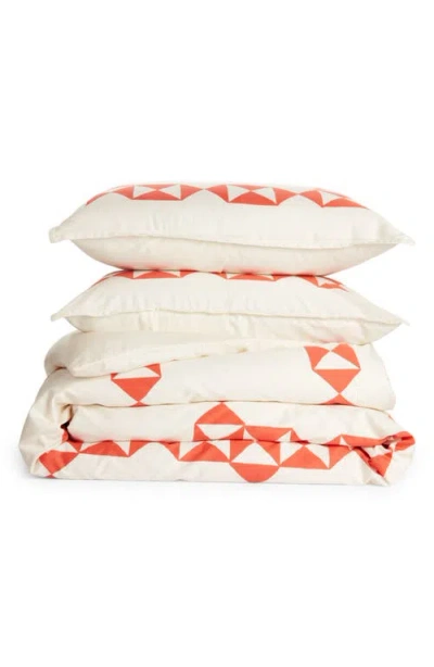 Dusen Dusen Hourglass Duvet Cover & Sham Set In Ivory/orange