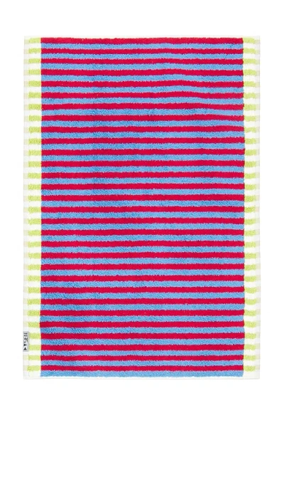 Dusen Dusen Lanternfly Stripe Bathmat In Blue & Green