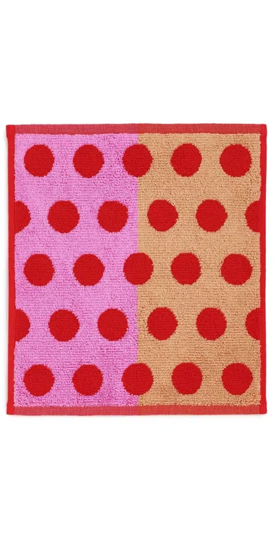 Dusen Dusen Polka-dot Washcloth Red Dot In Pink