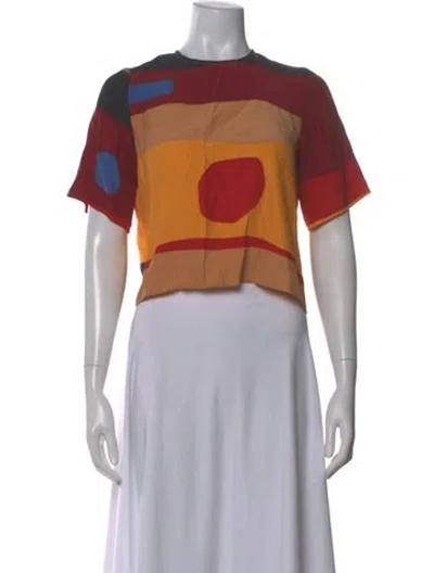 Pre-owned Dusen Dusen Silk Graphic Print Top In Multi