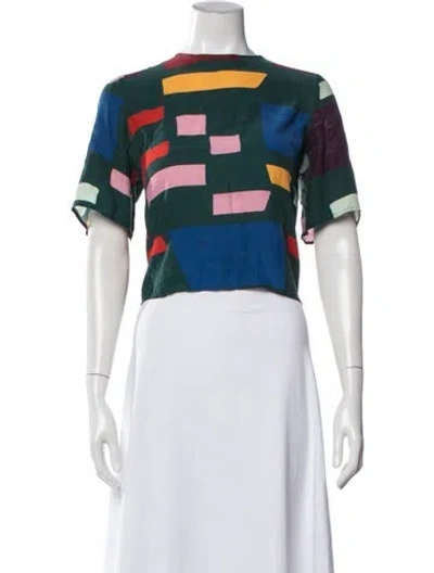 Pre-owned Dusen Dusen Silk Graphic Print Top In Multi