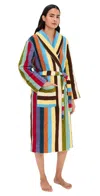 Dusen Dusen Stripe Bathrobe Eucalyptus In Multi