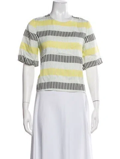 Pre-owned Dusen Dusen Striped Crew Neck Top In White