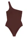 Duskii Asymmetric-neck Swimsuit In Brown