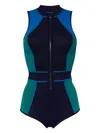 Duskii Colour-block Panelled Swimsuit In Blue