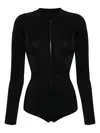 Duskii Zip-up Long-sleeved Swimsuit In Black