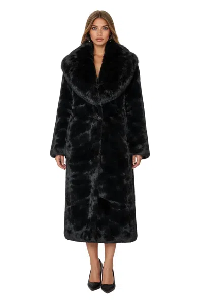 Dustella Nona Lux Fur Maxi Coat In Black