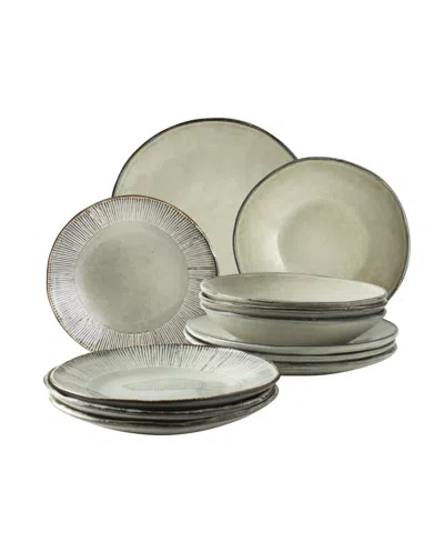 Dutch Rose Amsterdam 12 Piece Dinnerware Set, Service For 4 In Creme