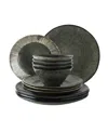 Dutch Rose Amsterdam 12 Piece Dinnerware Set, Service For 4 In Green