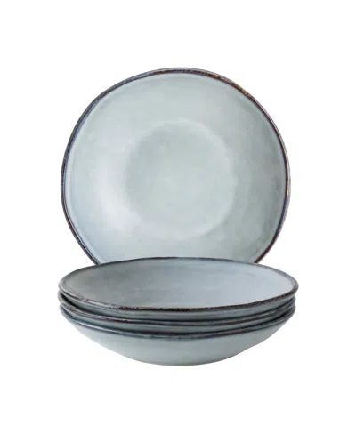 Dutch Rose Amsterdam 4 Deep Plates Set, Service For 4 In Blue