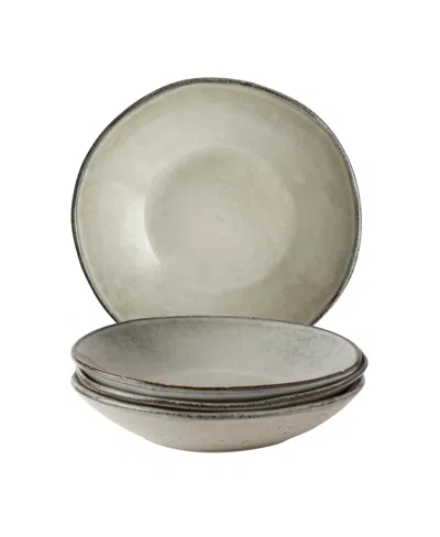 Dutch Rose Amsterdam 4 Deep Plates Set, Service For 4 In Creme