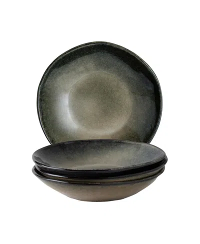 Dutch Rose Amsterdam 4 Deep Plates Set, Service For 4 In Green