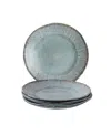 Dutch Rose Amsterdam Bread Plate Set, Service For 4 In Blue