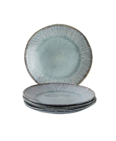Dutch Rose Amsterdam Bread Plate Set, Service For 4 In Blue