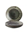Dutch Rose Amsterdam Bread Plate Set, Service For 4 In Green