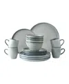 Dutch Rose Amsterdam Serenity 16-pc Dinnerware Set, Service For 4 In Grey