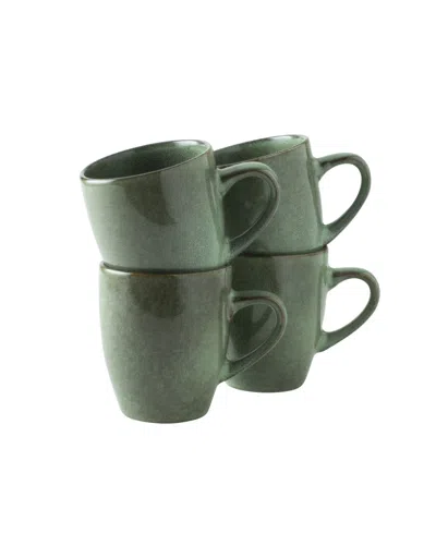 Dutch Rose Amsterdam Serenity Set Of 4 Mugs In Darkgreen