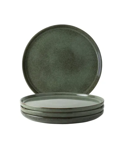Dutch Rose Amsterdam Serenity Set/4 Dinner Plates In Darkgreen