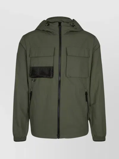 Duvetica Adjustable Waist Hooded Jacket Pockets In Green