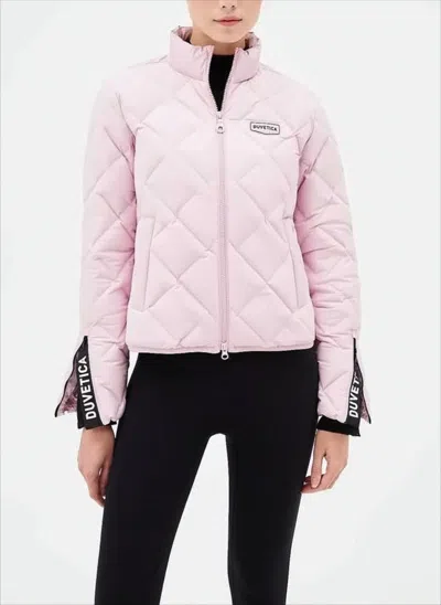 Duvetica Cropped Diamond-quilted Padded Jacket With High Collar In Pink