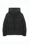 Duvetica Cropped Down Puffer Jacket With High Collar And Adjustable Hood In Black