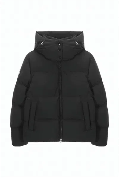 Duvetica Cropped Down Puffer Jacket With High Collar And Adjustable Hood In Black