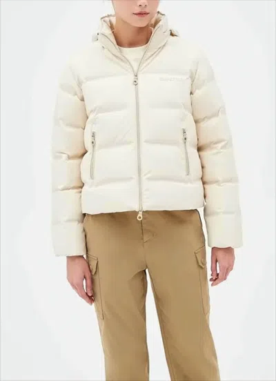 Duvetica Cropped Puffer Jacket With High Collar And Horizontal Quilting In Multi