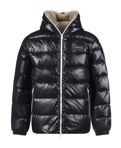 Duvetica Dubhe Logo Hooded Down Jacket In Black
