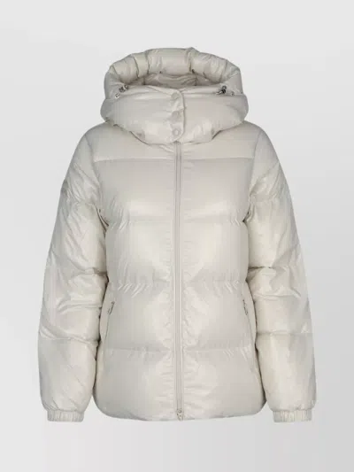 Duvetica Elastic Cuffs Hooded Quilted Side Pockets In White