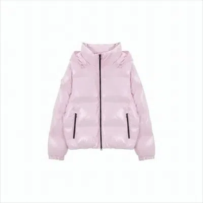 Duvetica Glossy Quilt-design Padded Jacket With Hood In Pink