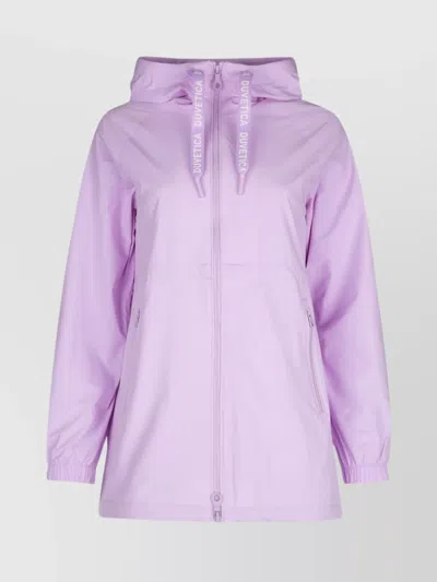 Duvetica Hooded Drawstring Jacket Side Pockets In Purple