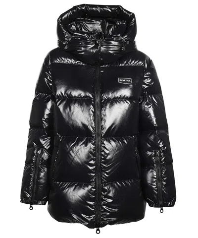 Duvetica Hooded Full-zip Down Jacket In Black