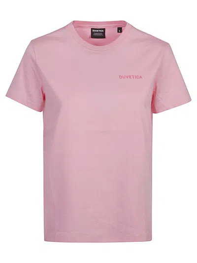 Duvetica Logo Cotton T-shirt In Pink