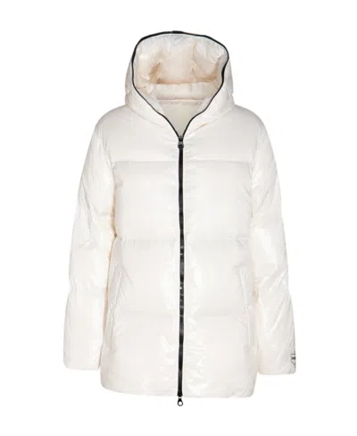 Duvetica Hooded Full-zip Down Jacket In White