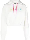 Duvetica Cropped Logo Hoodie Drawstring In White