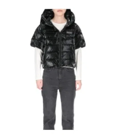 Duvetica Logo-patch Hooded Padded Jacket In Black