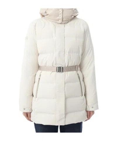 Duvetica Long-sleeved Hooded Down Jacket In Gray