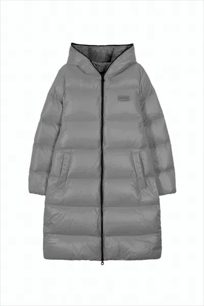 Duvetica Long Straight Silhouette Down Coat With Minimalist Design In White