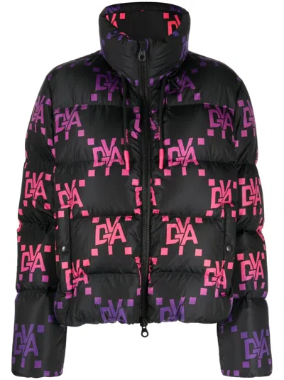 Duvetica Monogram-pattern Quilted Jacket In Black